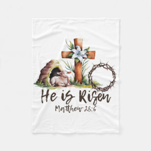 Hij Is Opgestaan Schaap Lam Kruis Jezus Christelij Fleece Deken