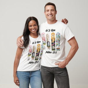 Hij is opgestaan uit de paasduiven t-shirt