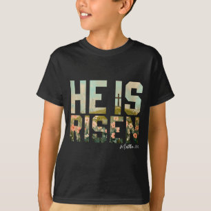 Hij Is Opgewekt Christelijk Kruis Jezus Bijbelvers T-shirt