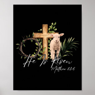 Hij Is Opgewekt Christelijk Kruis Jezus Schaap Bij Poster