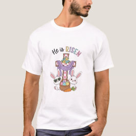 Hij Is Opgewekt | Christelijk Pasen Kruis met Koni T-shirt