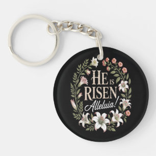 Hij Is Opgewekt Halleluja Bloemrijke Christelijke Sleutelhanger
