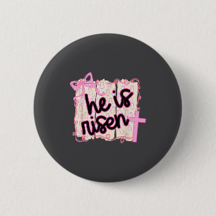 Hij Is Opgewekt Konijn Eieren Gelukkig Pasen Jezus Ronde Button 5,7 Cm