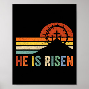 Hij Is Opgewekt Kruis Jezus Religieus Pasen Chris Poster