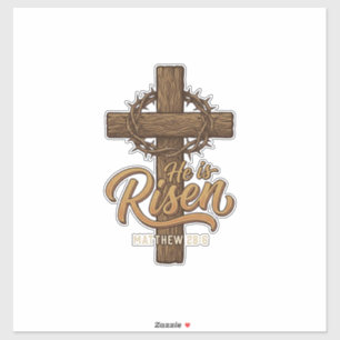Hij Is Opgewekt Kruis Kroon Van Doornen Christelij Sticker