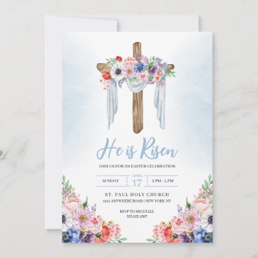 Hij Is Opgewekt Kruis Pasen Lente Feest Kaart (Voorkant)