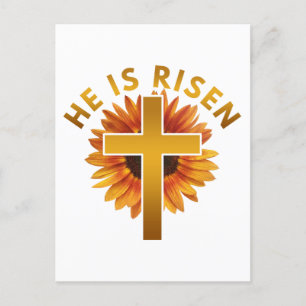 Hij Is Opgewekt Mattheüs 28:6 Pasen Zonnebloem Briefkaart