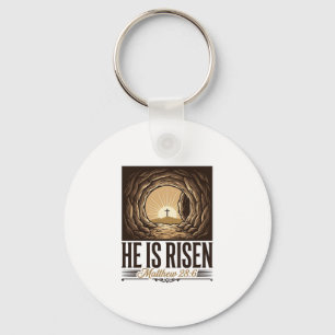 Hij Is Opgewekt Pasen Graf Kruis Vintage Christeli Sleutelhanger