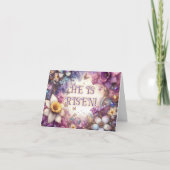 Hij Is Opgewekt Vlinders Sering Paars Pasen Feestdagen Kaart (Voorkant)