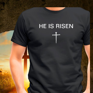Hij is Opstanding Pasen Opstanding Zondag Drie Spi T-shirt