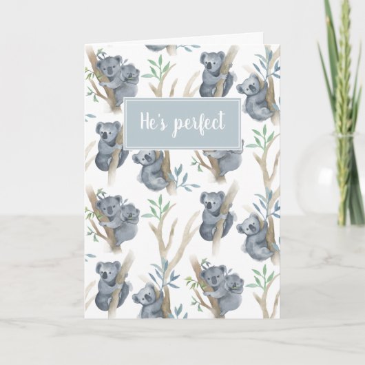 Hij is Perfect Baby Boy Koala Gefeliciteerd Kaart (Voorkant)