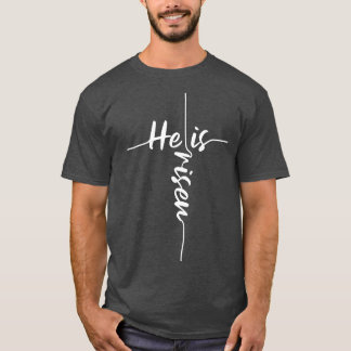 Hij is razend paasdag Jesus Cross Religieuze Chris T-shirt