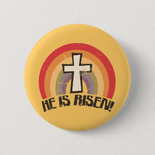 Hij is Religieus Pasen Ronde Button 5,7 Cm