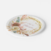 Hij is Risen boho bloemenkrans Pasen Papieren Bordje (Gekanteld)