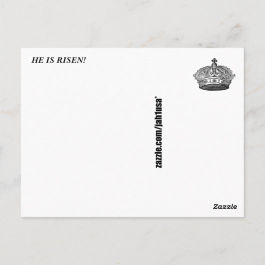 Hij is Risen. Briefkaart (Achterkant)