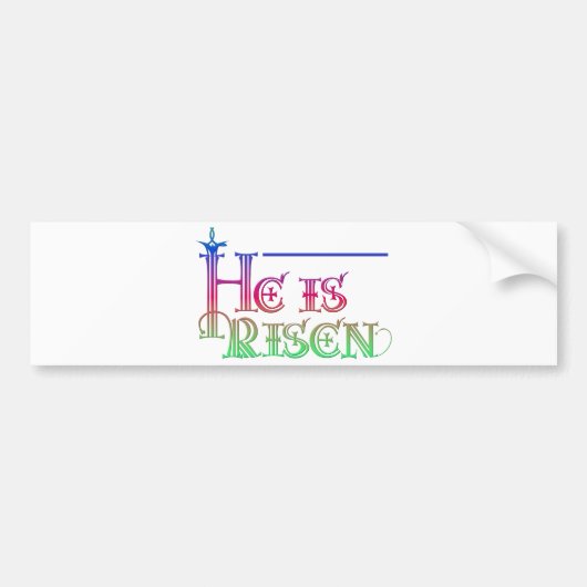 Hij is Risen Bumpersticker (Voorkant)
