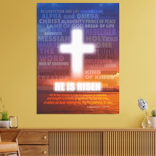 Hij is Risen Canvas Afdruk (Insitu (Woonkamer))