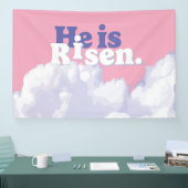 Hij is Risen Clouds Paasbanner Spandoek (Beurs)