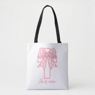 Hij is Risen, Croquette Bow Pink Floral Draagtas