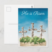 Hij is Risen Easter Crosses Briefkaart (Voorkant / Achterkant)