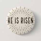 Hij is Risen Easter Sun burst Pin Button (Voorkant)