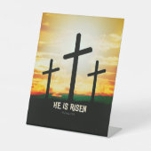 HIJ IS RISEN - EENVOUDIGERE ILLUSTRATIE RECLAMEBORD MET VOETSTUK (Voorkant)