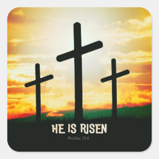 HIJ IS RISEN - EENVOUDIGERE ILLUSTRATIE VIERKANTE STICKER