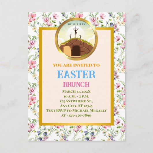Hij is Risen en Viering van de Verrijzenis zondag Briefkaart (Voorkant)
