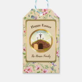 Hij is Risen en Viering van de Verrijzenis zondag Cadeaulabel