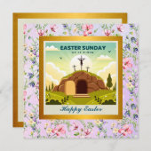 Hij is Risen en Viering van de Verrijzenis zondag Kaart (Voorkant / Achterkant)