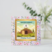 Hij is Risen en Viering van de Verrijzenis zondag Kaart (Staand voorkant)