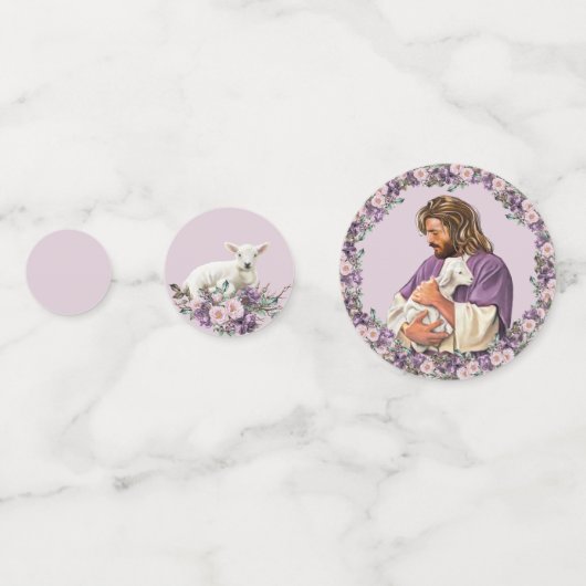 Hij is Risen Floral Cross | Jezus met Lamb Confetti (Achterkanten)