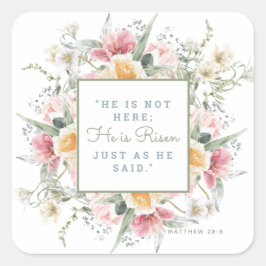 Hij is Risen Floral Easter | Herurrectie Vierkante Sticker