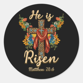 Hij is Risen Jesus Christelijk Happy Pasal Le Ronde Sticker