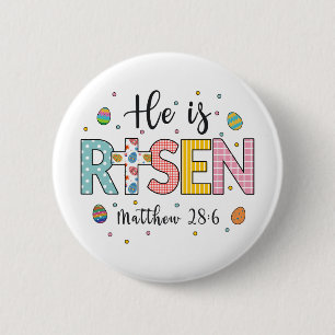 Hij is Risen Jesus Christelijk Happy Pasen Ronde Button 5,7 Cm
