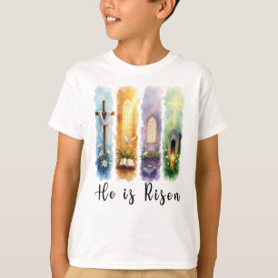 Hij is Risen Jesus Christelijk Happy Pasen T-shirt