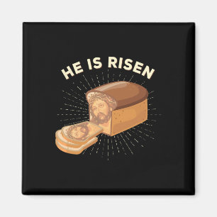 Hij is Risen Jesus Jezus Paaspun Christelijk Brea Magneet