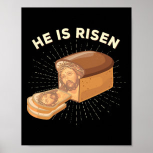 Hij is Risen Jesus Jezus Paaspun Christelijk Brea Poster