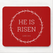 Hij is Risen Jezus Christus Herurrectie Paaskroon Muismat (Voorkant)