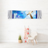 Hij is Risen, paaskerkbanner Spandoek (Insitu)