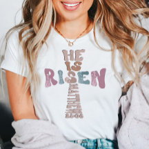 Hij is Risen Pasen Christelijk kruis Matthew 28:06