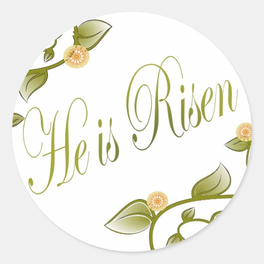 Hij is Risen Ronde Sticker (Voorkant)