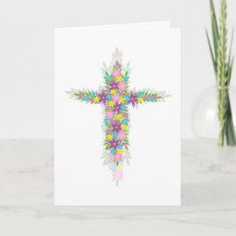 Hij is Risen Spring Flower Cross voor Pasen Feestdagen Kaart