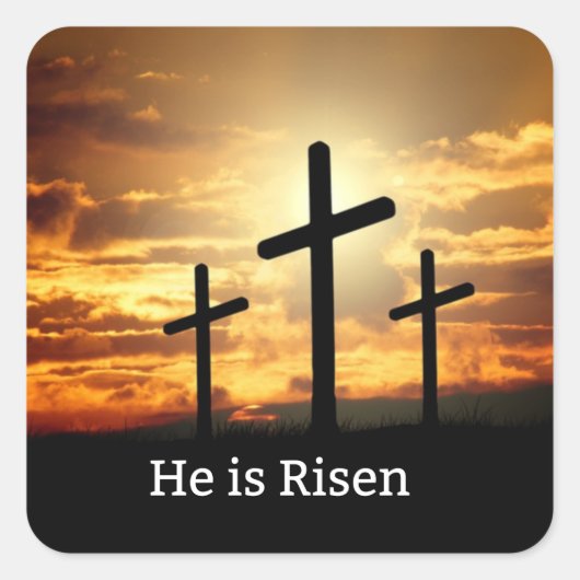 Hij is Risen Vierkante Sticker (Voorkant)