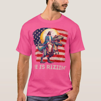 Hij is Rizzen Jesus has Rizzen Retro Christelijk D T-shirt