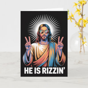 Hij Is Rizzende Pasen Kaart Funny Gen Z Christen