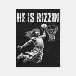 Hij is Rizzin Bysketbyll Jesus Easter Christelijk Fleece Deken