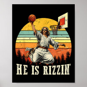 Hij is Rizzin Easter Bysketll Christelijk Poster