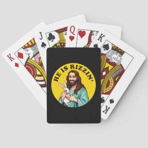 Hij is Rizzin Funny Jesus Christelijk Paasdag Pokerkaarten