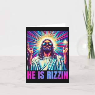 Hij is Rizzin Funny Jesus Meme Christelijke Mannen Kaart